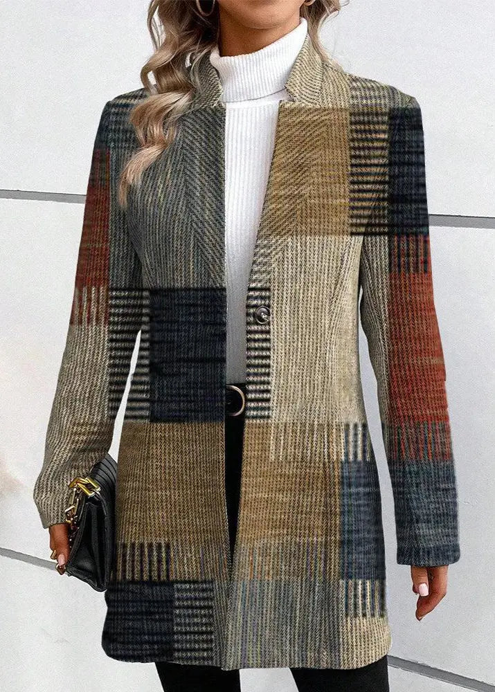 Hortense | Women's Longline Open-Front Patchwork Coat