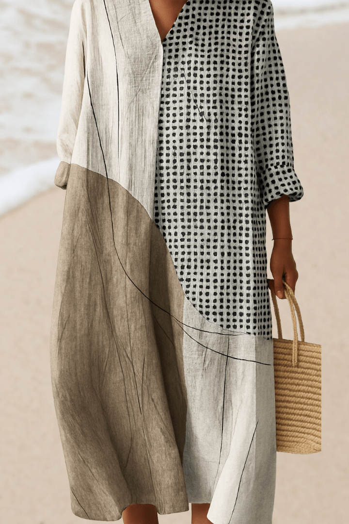 Genevieve | Women's Color-Blocked Asymmetrical Midi Dress