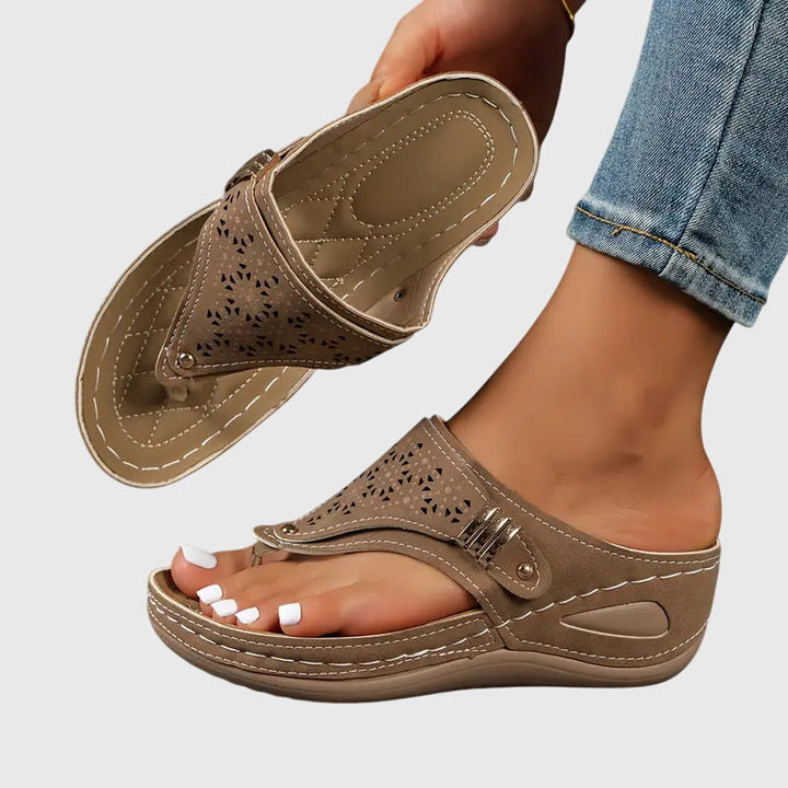 Genevieve | Women's Slip-On Shock-Absorbing Wedge Sandals