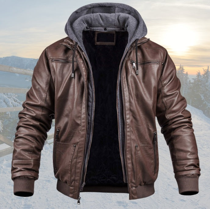 Girard | Men's Hooded Moto Jacket with Pile Lining