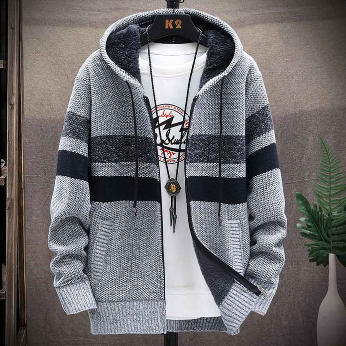 Gontran | Men's Hooded Zip Knit Cardigan