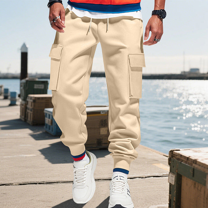 Gonzague | Men's Utility Cargo Joggers with Striped Waistband