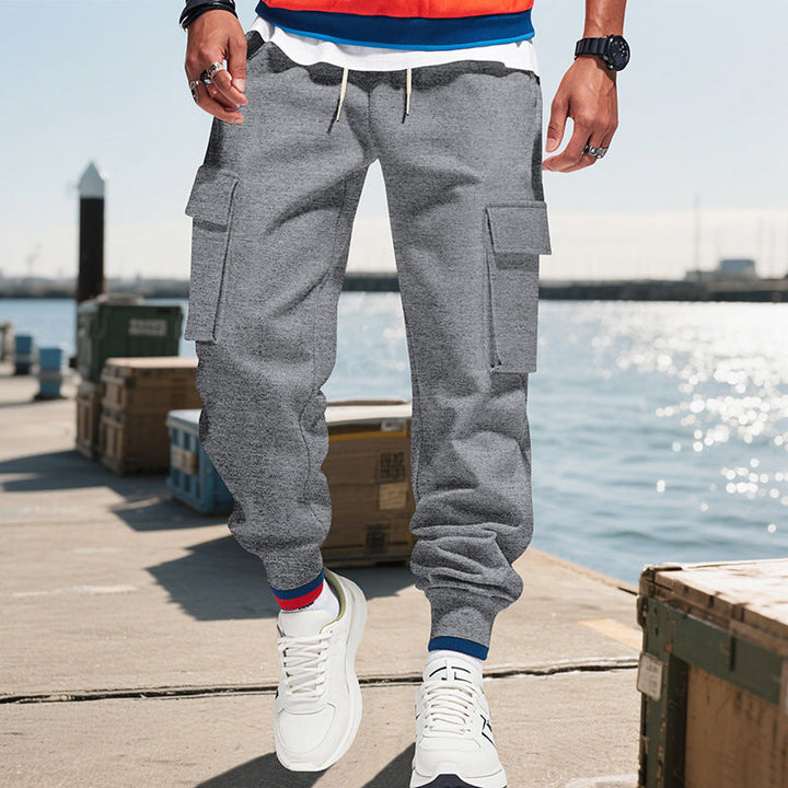 Gonzague | Men's Utility Cargo Joggers with Striped Waistband