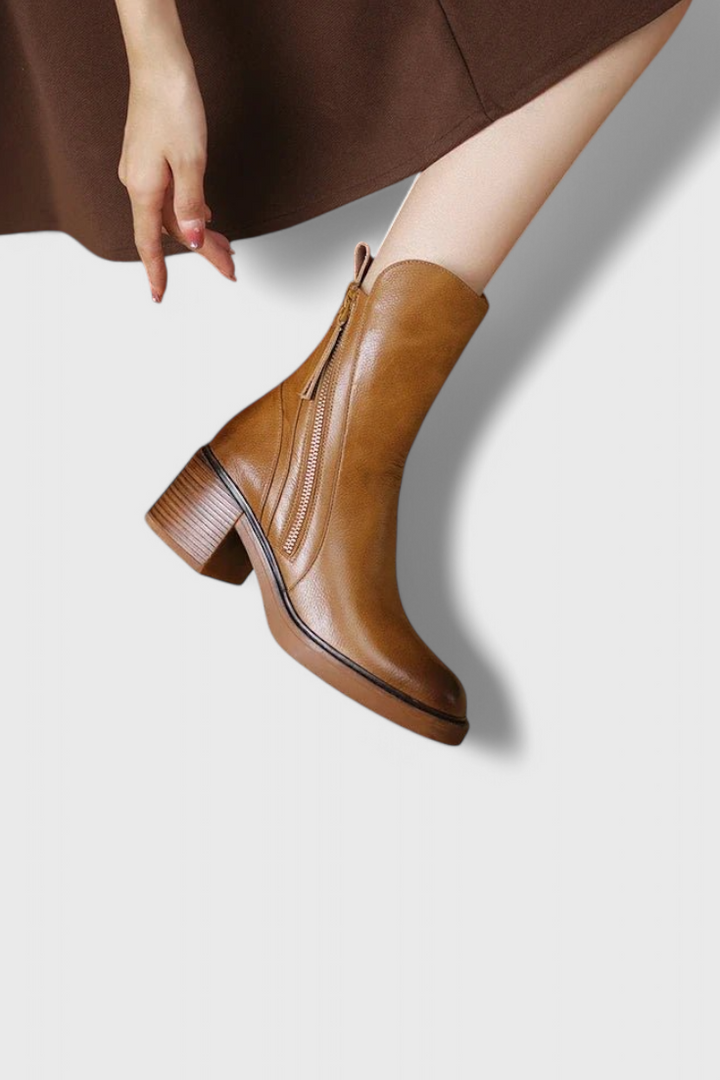 Sidonia | Women's Block Heel Ankle Boots with Back Lace