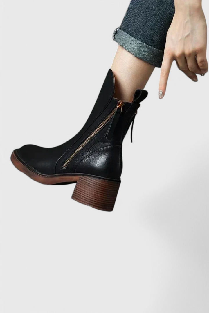 Sidonia | Women's Block Heel Ankle Boots with Back Lace