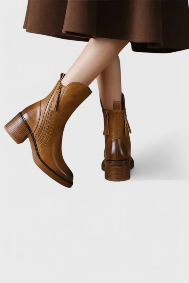 Sidonia | Women's Block Heel Ankle Boots with Back Lace