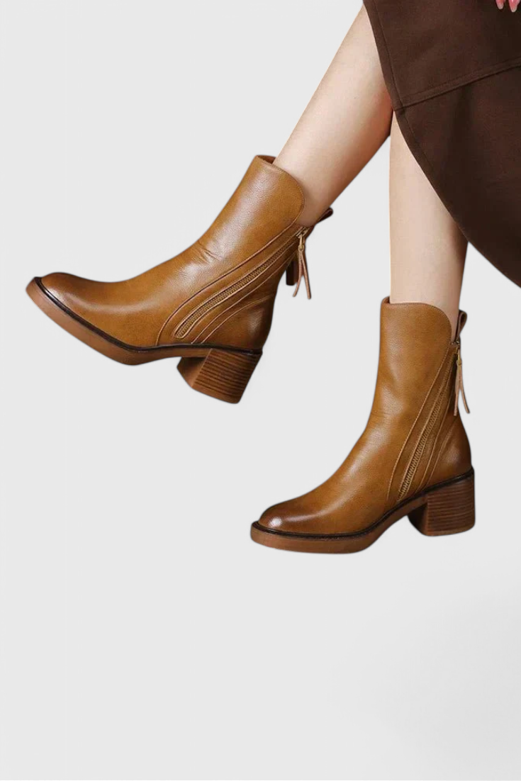 Sidonia | Women's Block Heel Ankle Boots with Back Lace