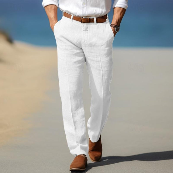 Men's Straight Leg Pants with Belt Loops and Side Pockets