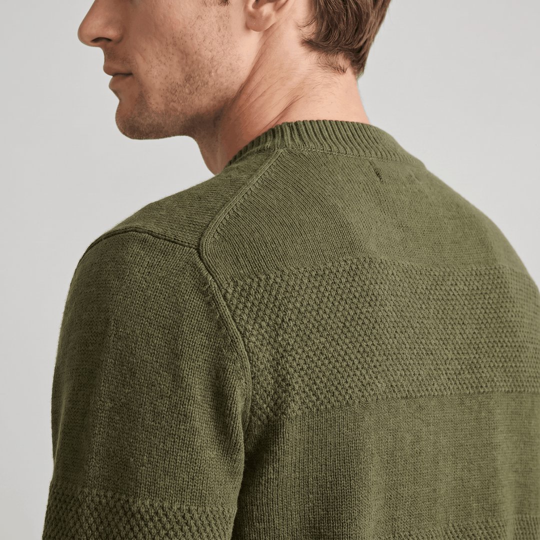 Hamelin | Men's Textured Stripe Henley Sweater