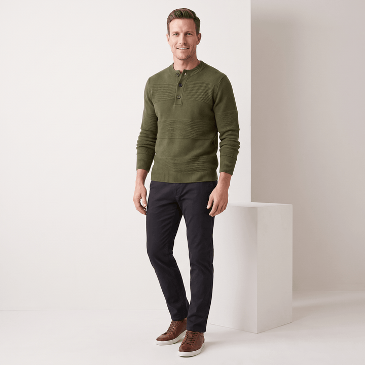 Hamelin | Men's Textured Stripe Henley Sweater