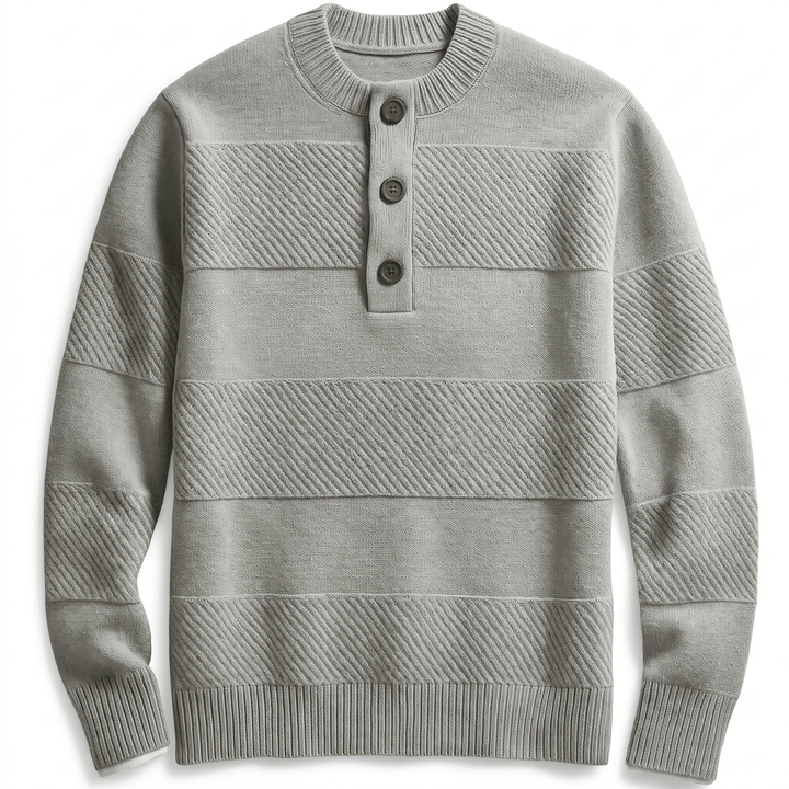 Hamelin | Men's Textured Stripe Henley Sweater