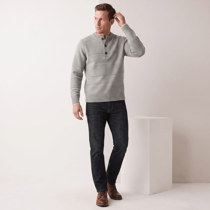 Hamelin | Men's Textured Stripe Henley Sweater
