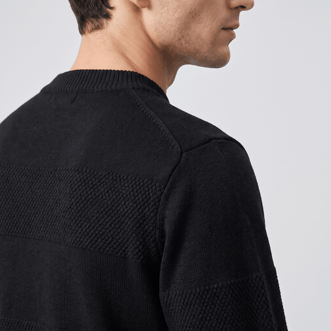 Hamelin | Men's Textured Stripe Henley Sweater