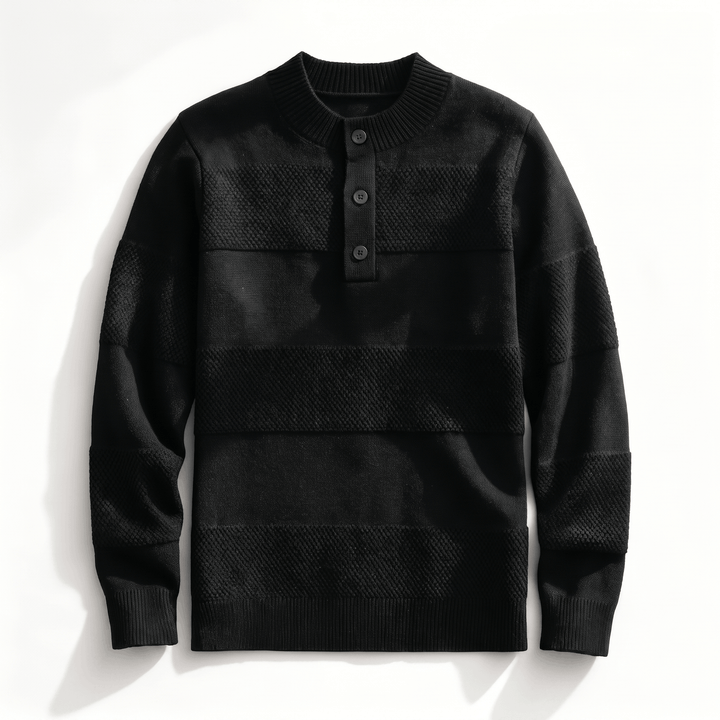 Hamelin | Men's Textured Stripe Henley Sweater