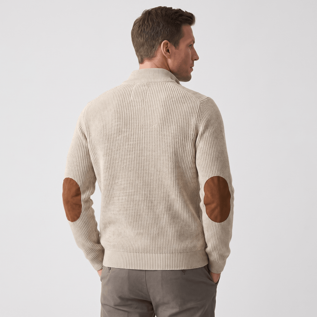 Harduin | Men's Snap Collar Elbow Patch Sweater