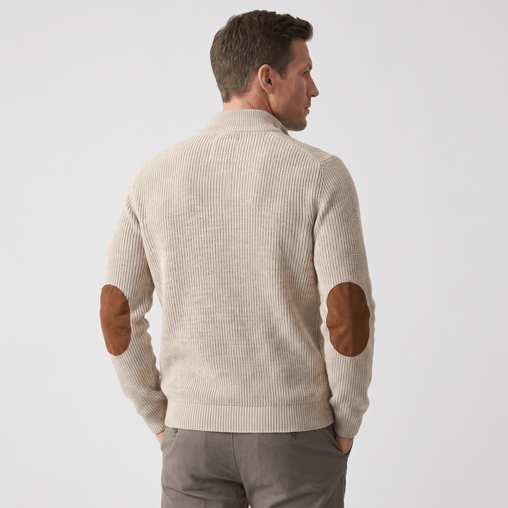 Harduin | Men's Snap Collar Elbow Patch Sweater