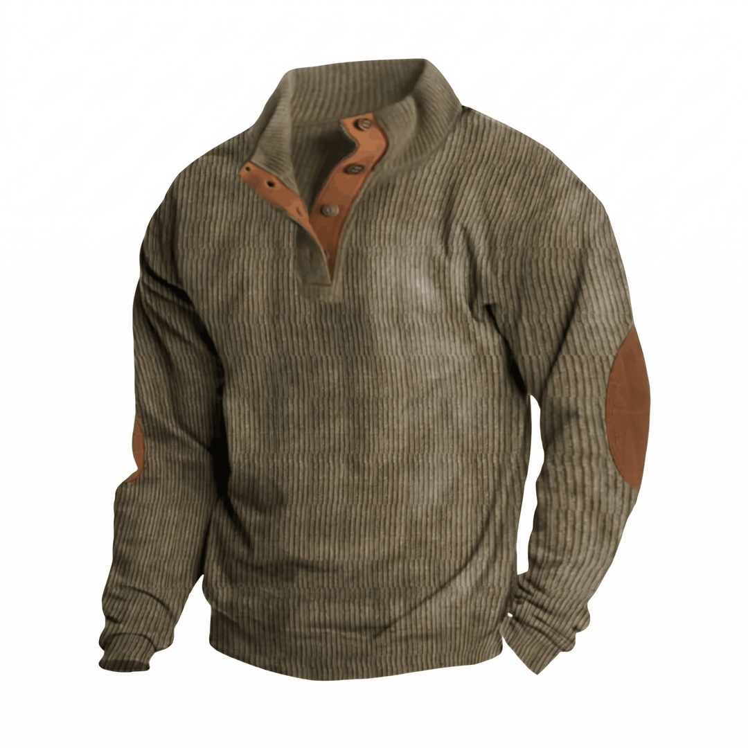Harduin | Men's Snap Collar Elbow Patch Sweater