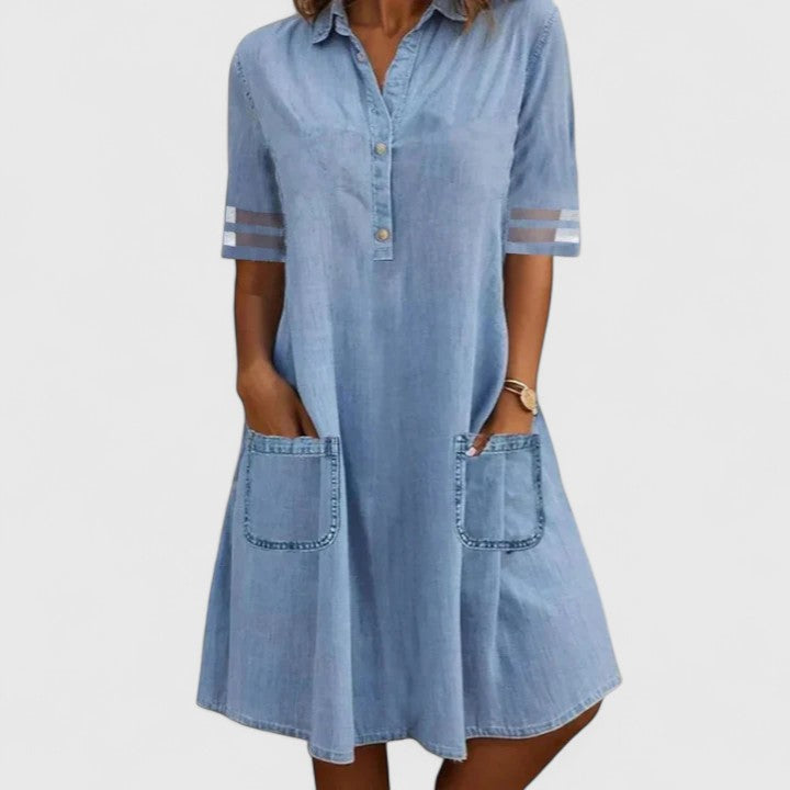 Harriet | Women's Relaxed Button-Down Denim Midi Dress
