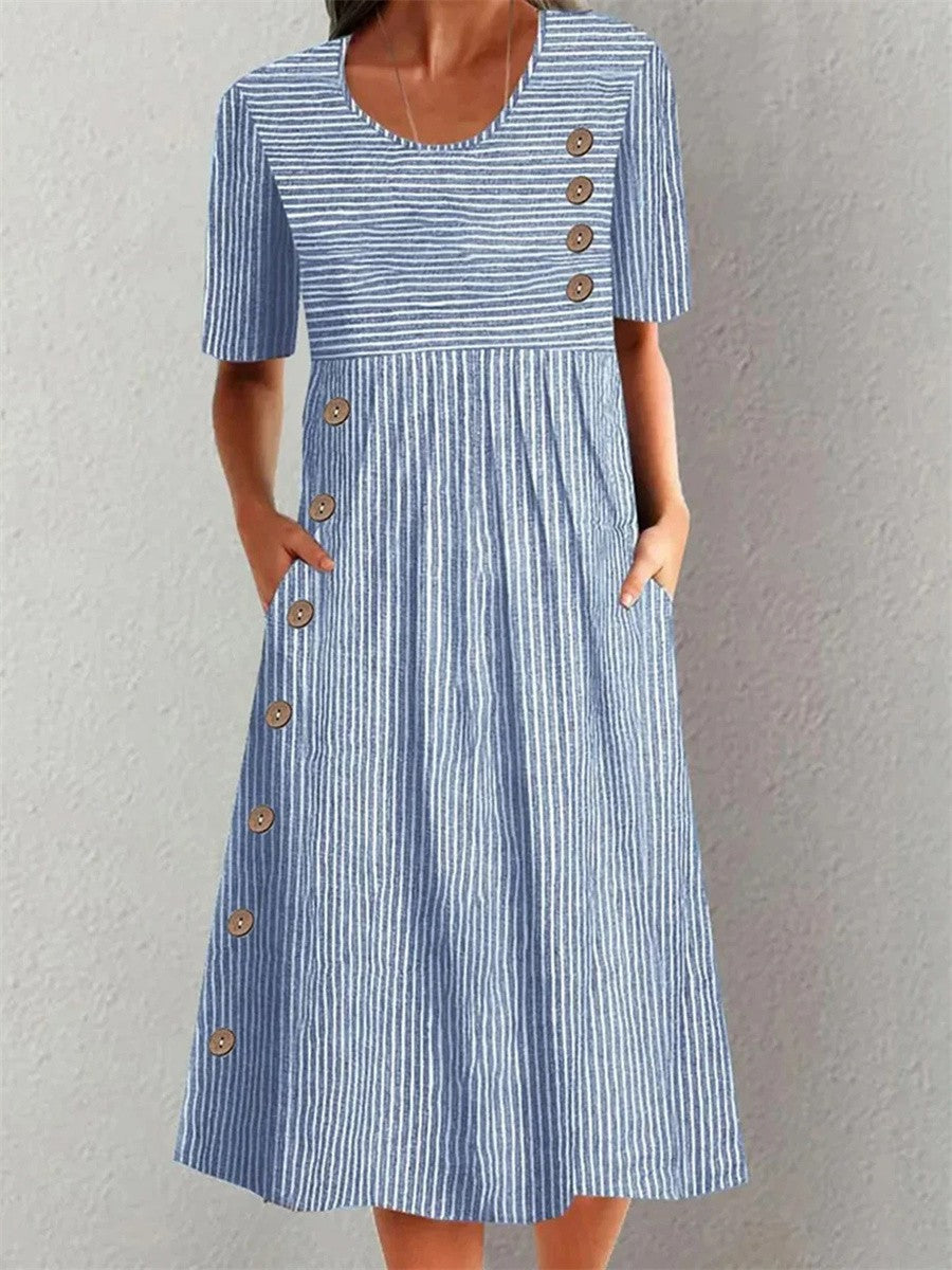Henrietta | Women's Striped Loose Fit Summer Midi Dress