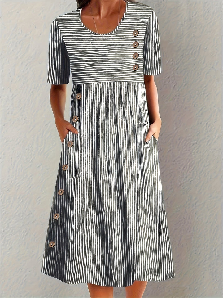Henrietta | Women's Striped Loose Fit Summer Midi Dress