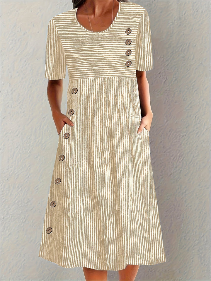 Henrietta | Women's Striped Loose Fit Summer Midi Dress
