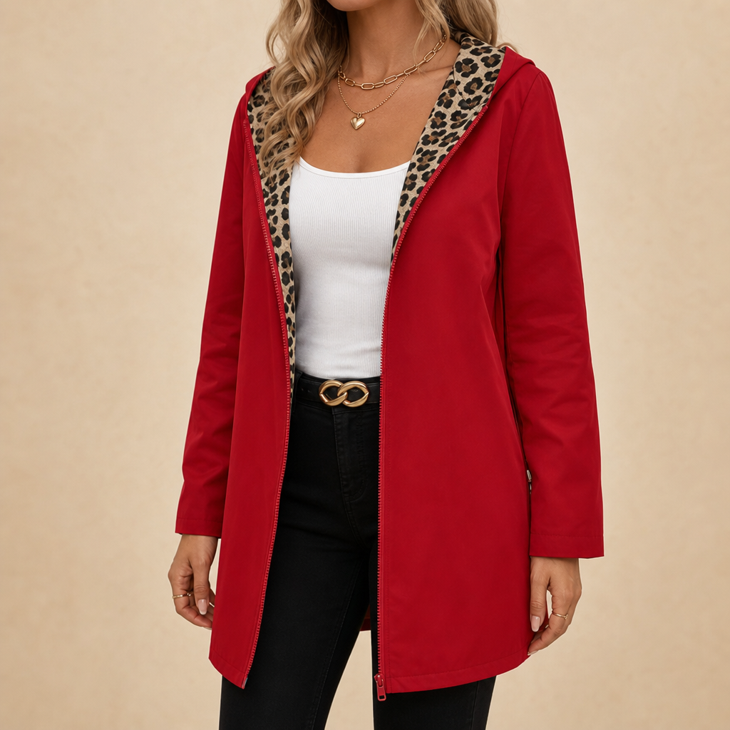 Clemence | Women's Reversible Leopard-Lined Hooded Coat