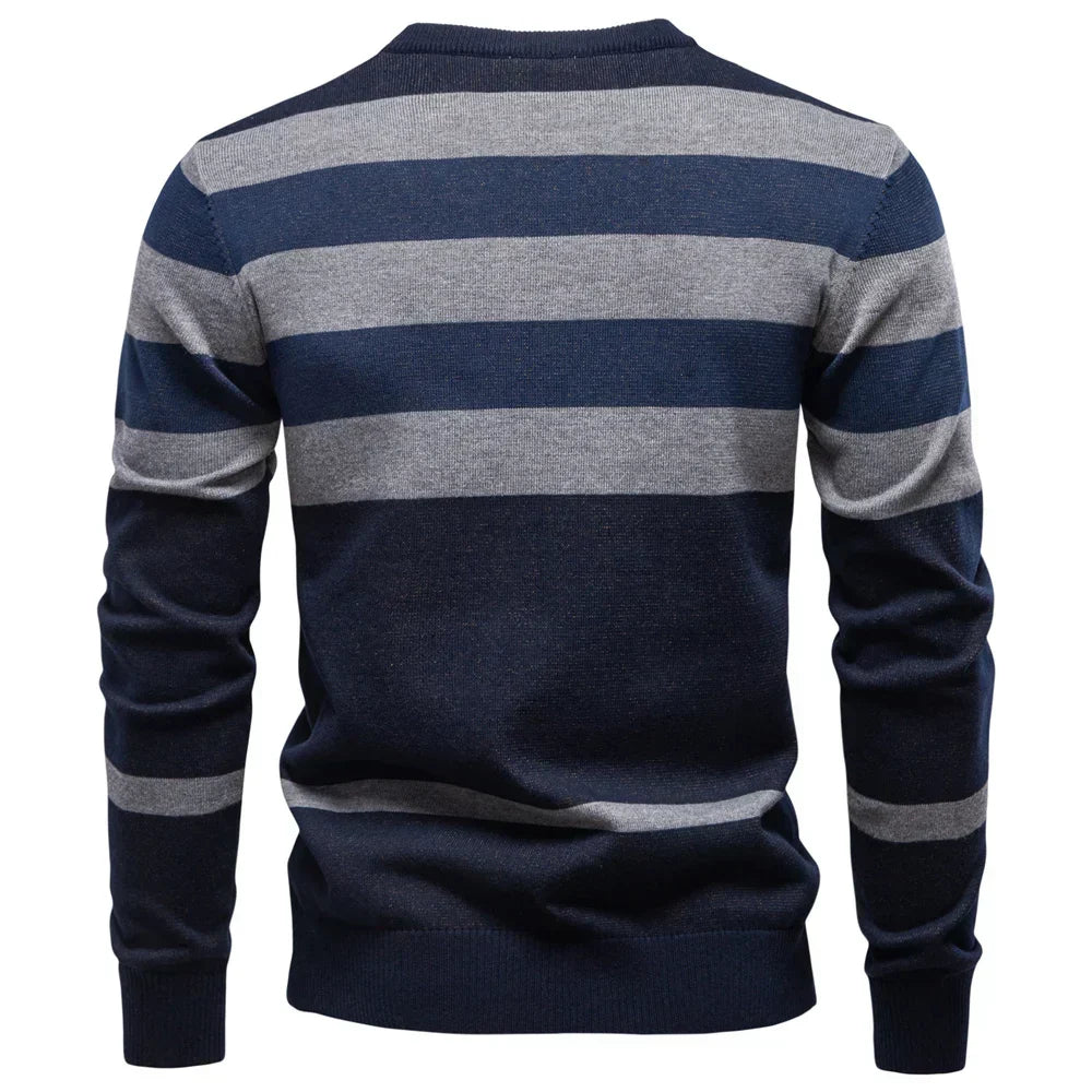 Herve | Men's Check Panel Crew Neck Sweater