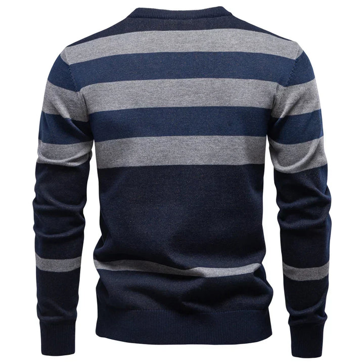 Herve | Men's Check Panel Crew Neck Sweater