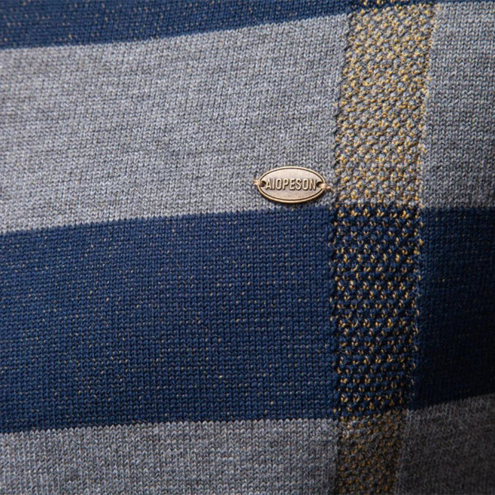 Herve | Men's Check Panel Crew Neck Sweater