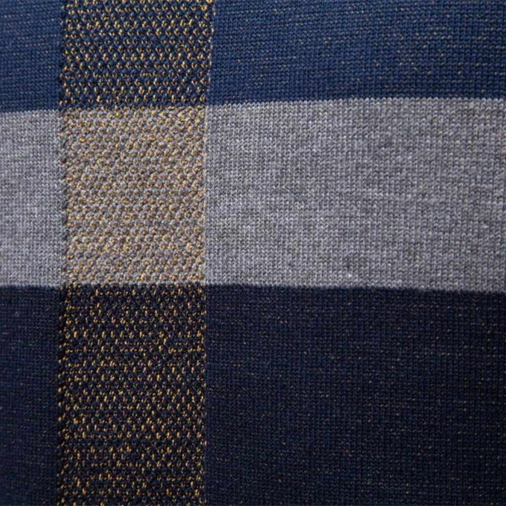 Herve | Men's Check Panel Crew Neck Sweater