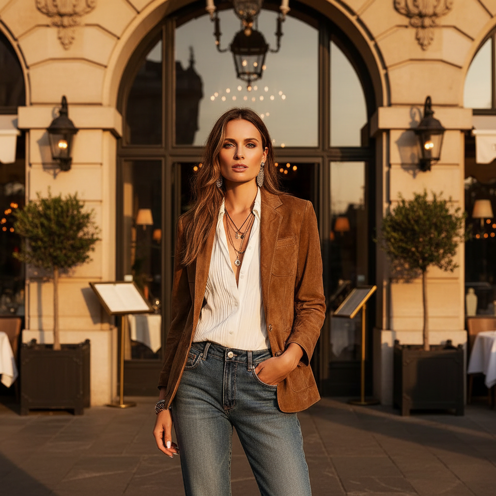 Ghislaine | Women's Button-Down Blazer with Patch Pockets