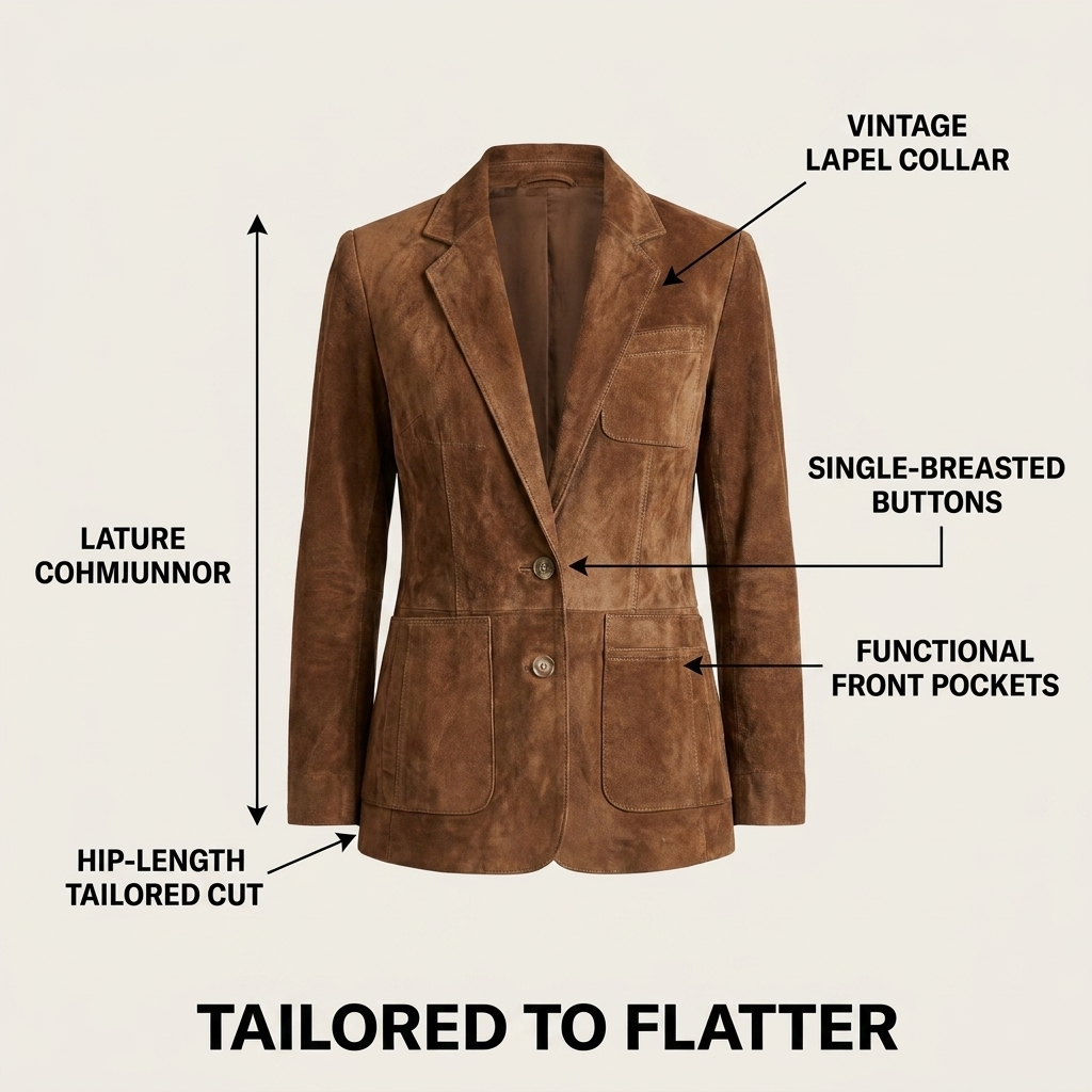 Ghislaine | Women's Button-Down Blazer with Patch Pockets