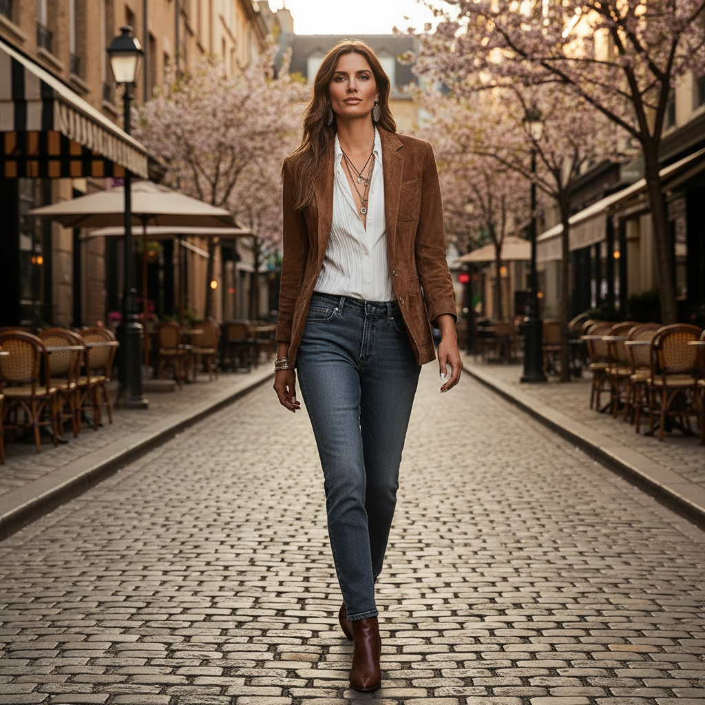 Ghislaine | Women's Button-Down Blazer with Patch Pockets