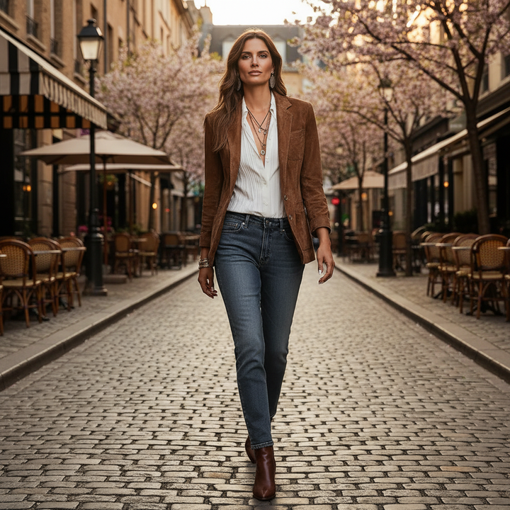 Ghislaine | Women's Button-Down Blazer with Patch Pockets
