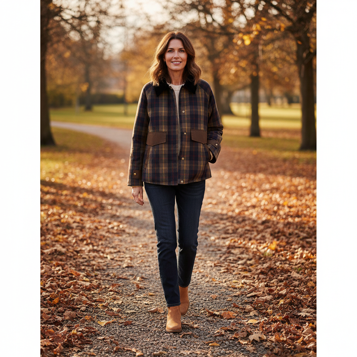 Ninon | Women's Check Button-Down Jacket with Contrast Collar