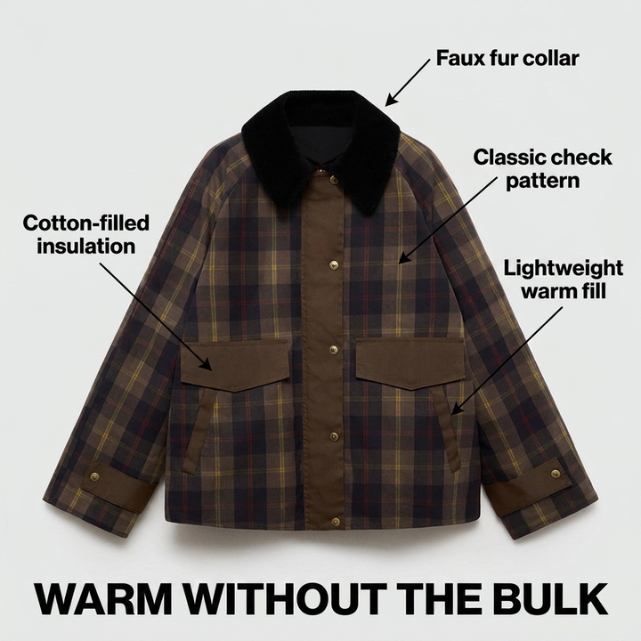 Ninon | Women's Check Button-Down Jacket with Contrast Collar