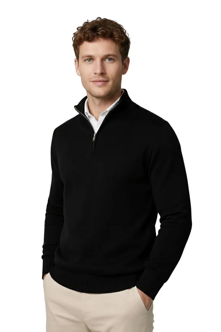 Hilaire | Men's Half Zip Funnel Neck Sweater