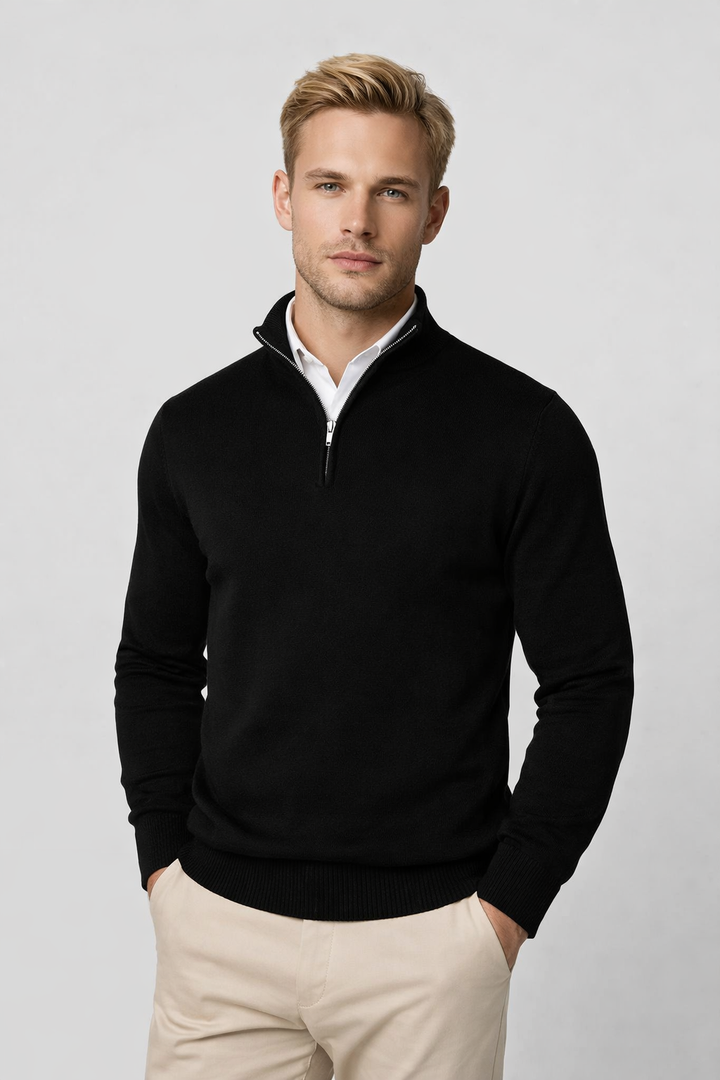 Hilaire | Men's Half Zip Funnel Neck Sweater