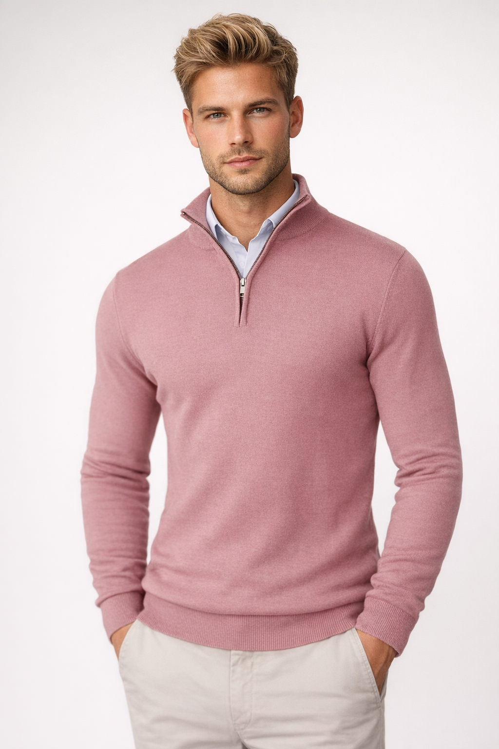Hilaire | Men's Half Zip Funnel Neck Sweater