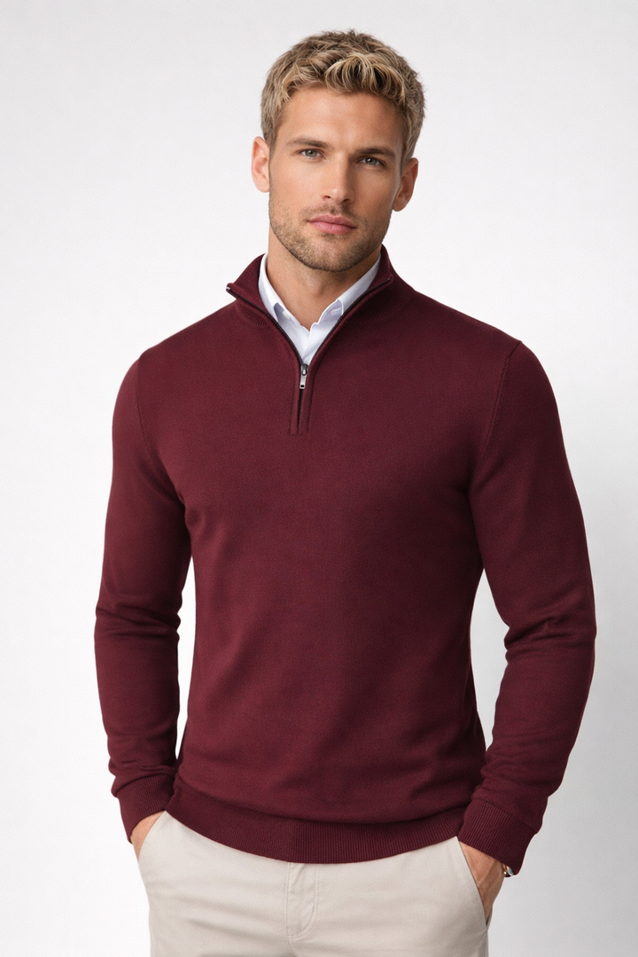 Hilaire | Men's Half Zip Funnel Neck Sweater