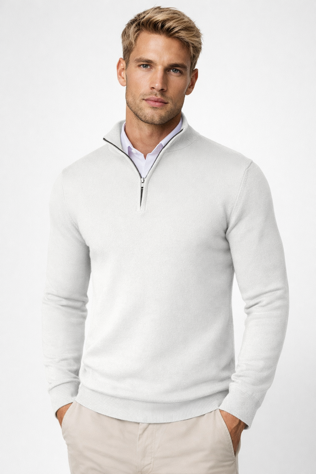 Hilaire | Men's Half Zip Funnel Neck Sweater
