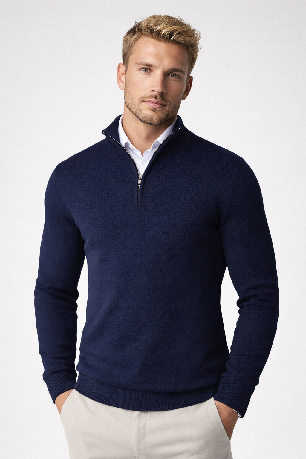 Hilaire | Men's Half Zip Funnel Neck Sweater