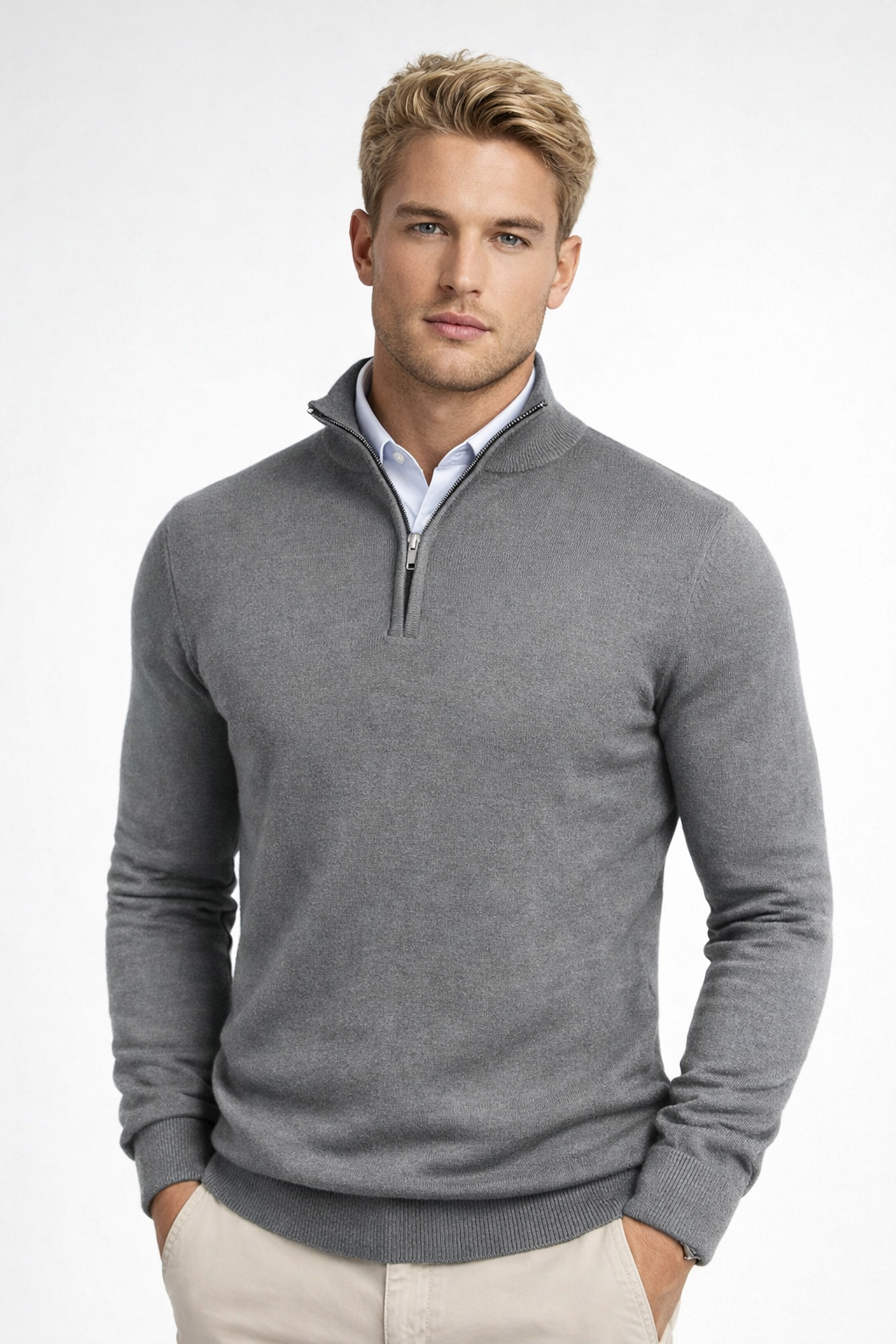 Hilaire | Men's Half Zip Funnel Neck Sweater