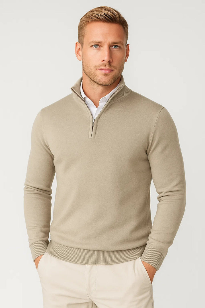 Hilaire | Men's Half Zip Funnel Neck Sweater