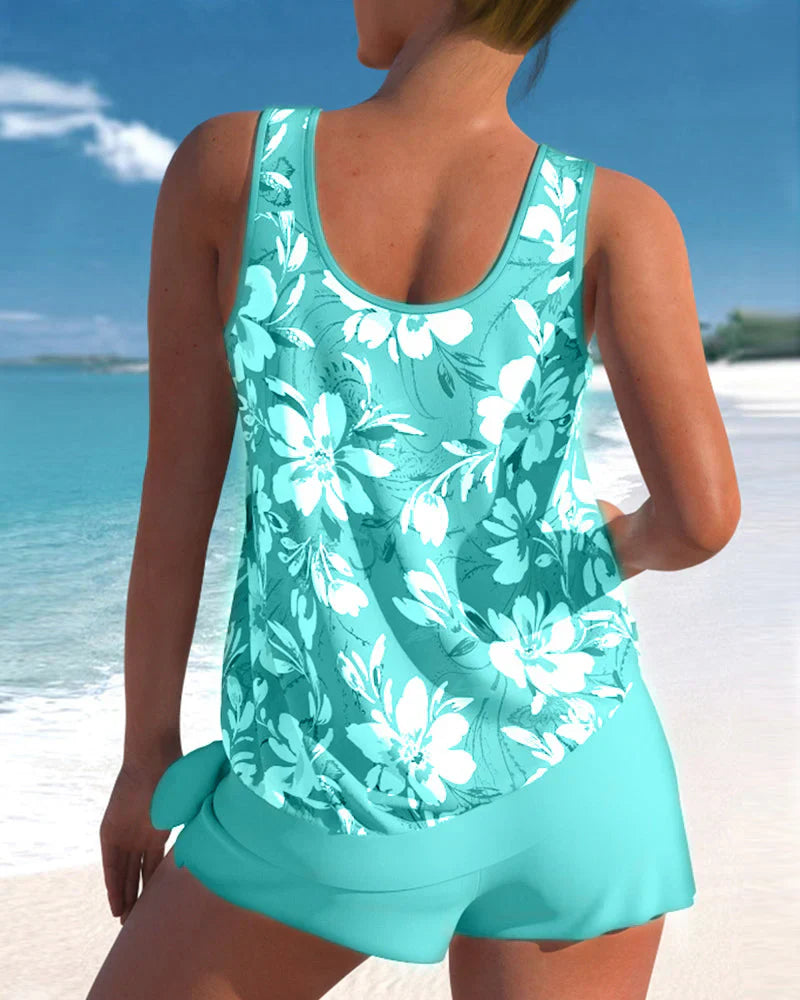 Hilary | Women's Floral Tankini Top and Modest Swim Shorts