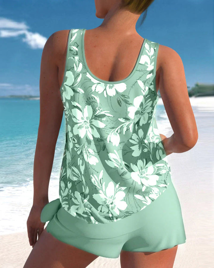 Hilary | Women's Floral Tankini Top and Modest Swim Shorts