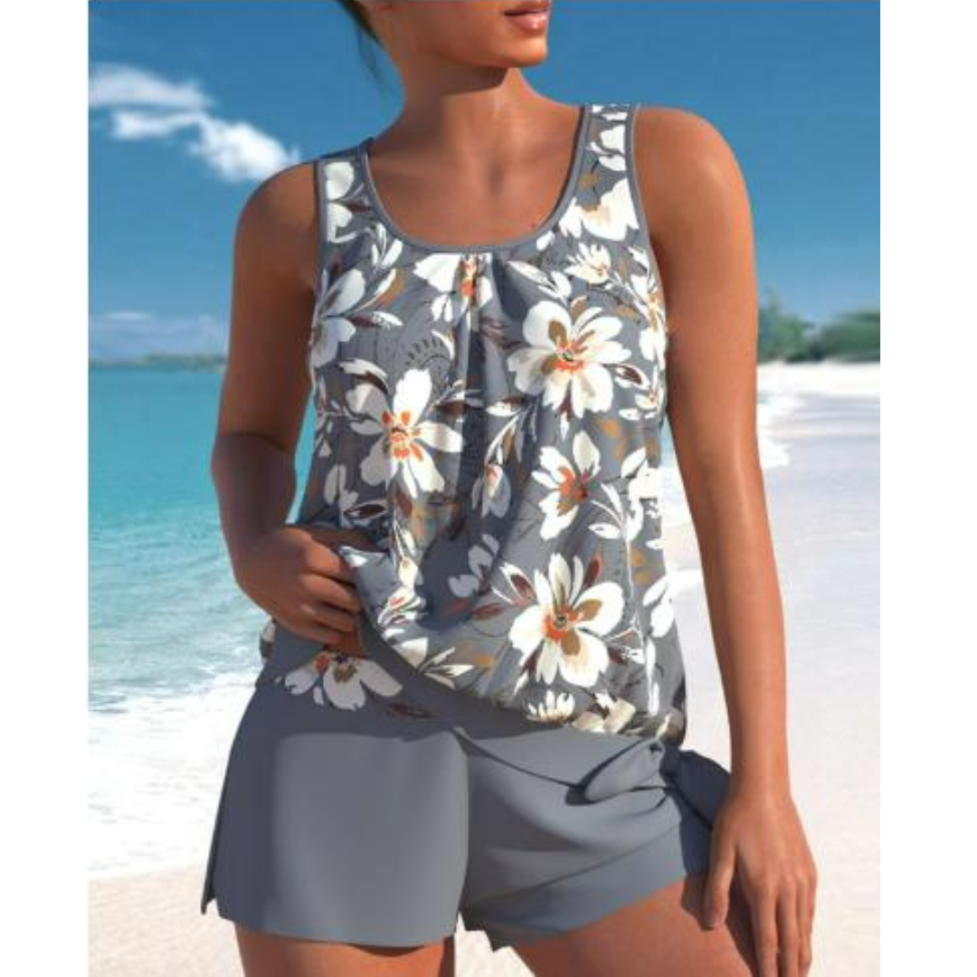 Hilary | Women's Floral Tankini Top and Modest Swim Shorts