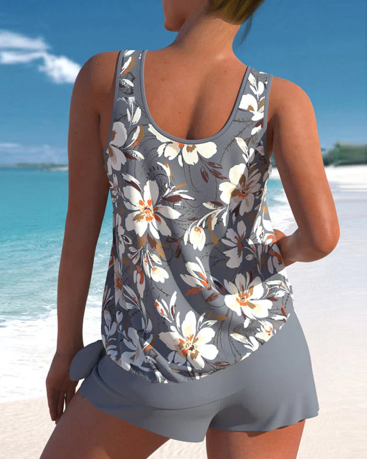 Hilary | Women's Floral Tankini Top and Modest Swim Shorts
