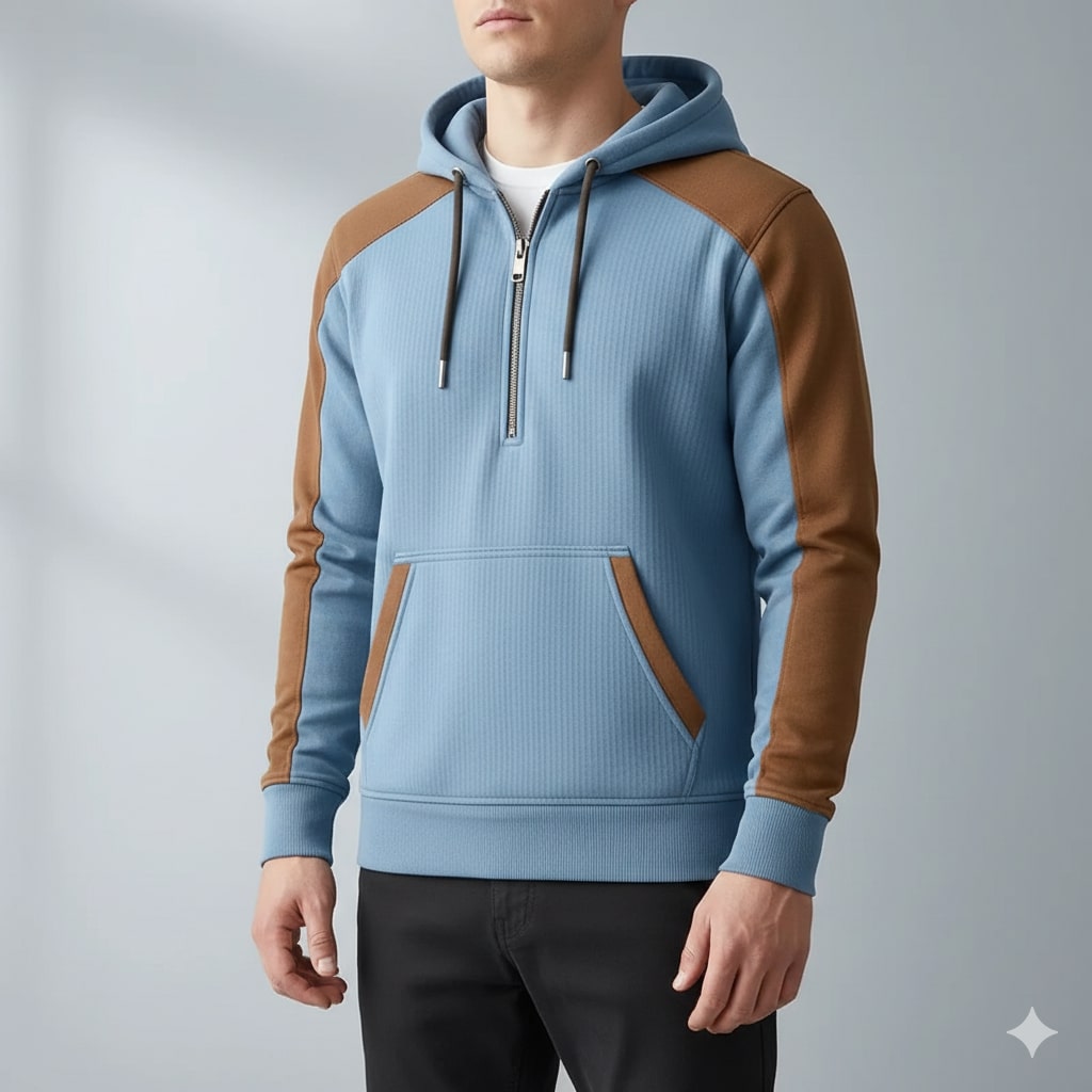 Hildebert | Men's Contrast Panel Cord Hoodie