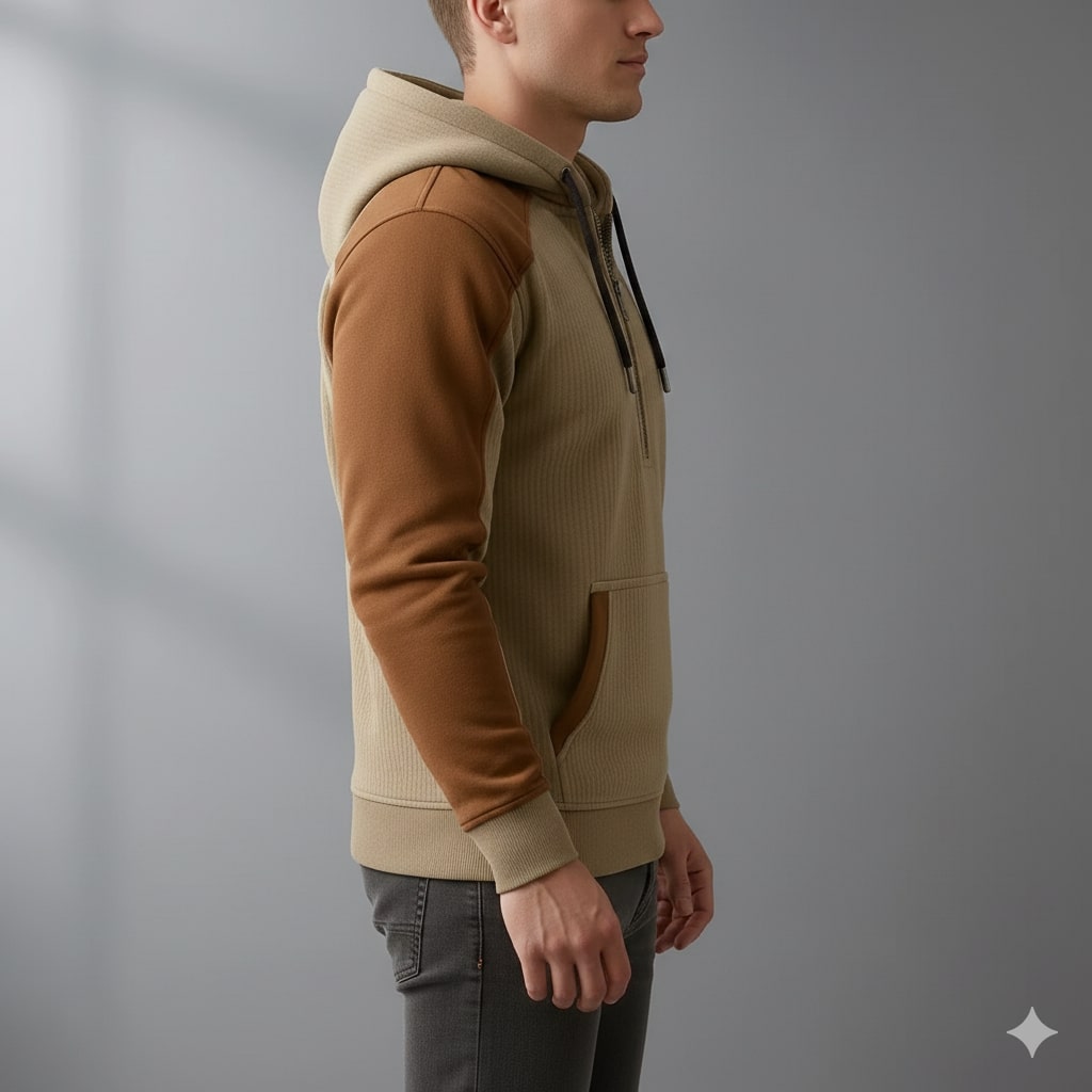 Hildebert | Men's Contrast Panel Cord Hoodie